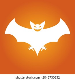Simple illustration of white bat silhouette for halloween day
