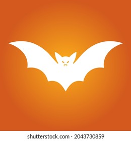 Simple illustration of white bat silhouette for halloween day