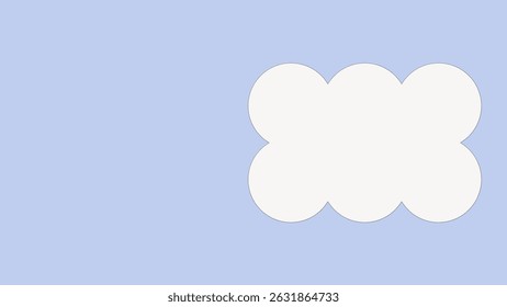 Simple illustration of a white cloud on a light blue background. The cloud has a rounded, fluffy shape. Minimalist cloud design on blue. Background with copy space, vector.