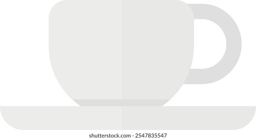 Simple illustration of a white cup filled with a hot beverage, which could be coffee, tea, or milk. Ideal for projects related to food, beverages, breakfast, or relaxation themes.