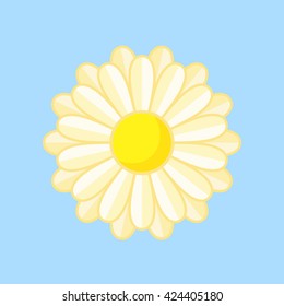 Simple illustration of white flower with contour. Separate bloom.