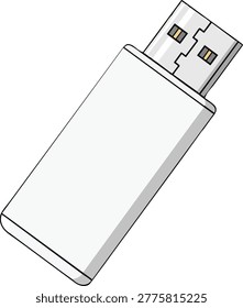 A simple illustration of a white USB flash drive, commonly used for storing and transferring digital data between devices.