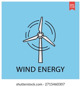 Simple illustration of wind turbine generating clean energy