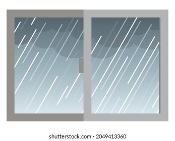 Einfache Illustration von Fensterglas, Regen außerhalb des Fensters