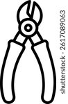 A simple illustration of wire cutters with a black outline and a white fill, set against a white background