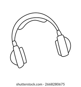 Ilustración simple de auriculares atados con alambre en estilo blanco y negro