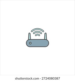 Ilustración simple de un router inalámbrico que emite ondas de señal