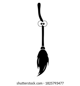 Simple illustration of witches broom icon for Halloween day