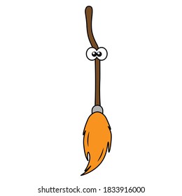 Simple illustration of witches broom icon for Halloween day