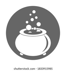 Simple illustration of witches cauldron with boiling magic potion