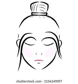 simple illustration of a woman with bun hair, can be used for book covers, stickers or anything related to women