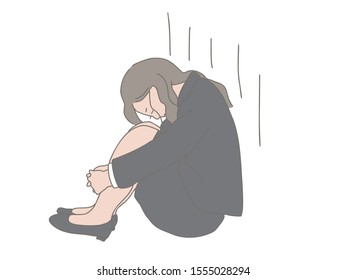 A simple illustration of a woman in a depressed suit. What happened to her?