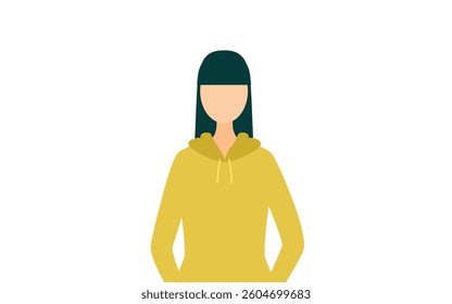 Simple illustration of a woman in a khaki-colored parka, Vector Illustration