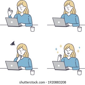 女性 パソコン 楽しい のイラスト素材 画像 ベクター画像 Shutterstock