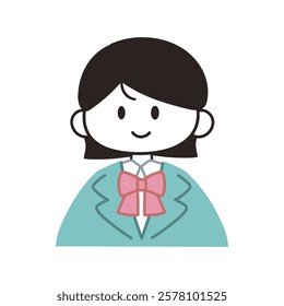 A simple illustration of a woman wearing a school uniform