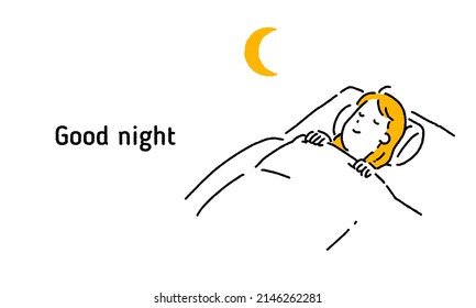 Simple illustration woman who sleeps well