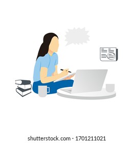 ilustración simple trabajo de la mujer con lápiz