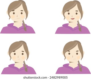 Simple Illustration of woman's facial expressions