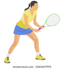 Einfache Darstellung von Frauen mit Schläger spielen Tennis Vektorillustration