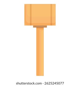 Simple illustration of a wooden hammer standing upright on a white background, potentially useful for projects related to carpentry, construction, or diy