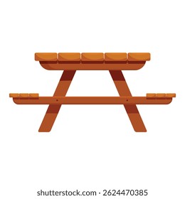 Simple illustration of a wooden picnic table, perfect for representing outdoor dining and recreation