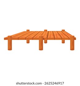 Simple illustration of a wooden pier standing on water, isolated on a white background