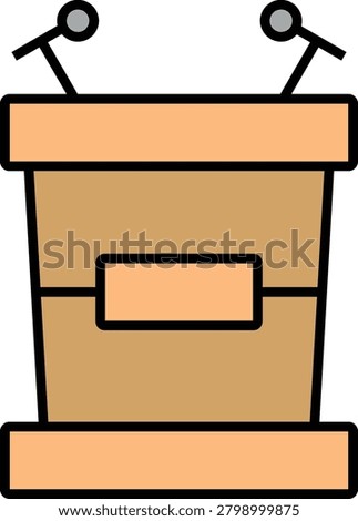 A simple illustration of a wooden speech podium with two microphones, ready for a presentation.Speech Podium with Microphones for Presentation and Public Speaking