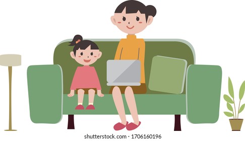 Simple illustration of working from home