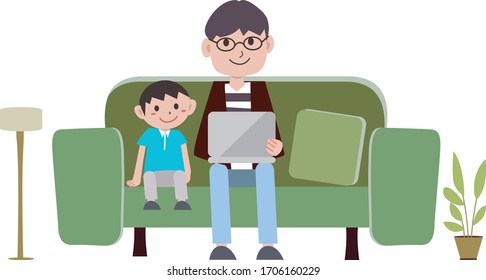 Simple illustration of working from home