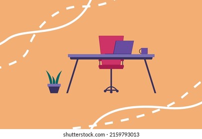 área de trabajo de ilustración simple, oficina