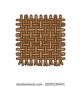 A simple illustration of a woven texture pattern with brown threads.