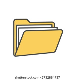 Simple illustration of a yellow file folder containing documents