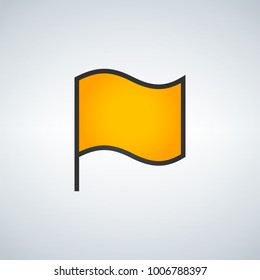Simple illustration of yellow flag on white background. Mark label symbol. vector isolated on white