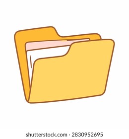 Simple illustration of a yellow folder used for organizing files and documents in digital or physical storage systems.