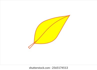 Simple illustration of a yellow leaf with an orange border. The leaves have an oval shape with one main line in the middle. This design looks minimalist and is suitable for graphic or decorative.