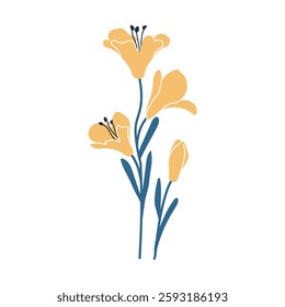 Simple illustration of yellow lilies. Perfect for creating minimalist and modern floral designs.