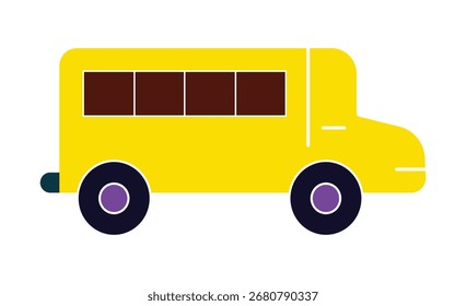 Una ilustración simple de un autobús escolar amarillo en un estilo plano moderno. Este ícono minimalista es perfecto para conceptos de regreso a la escuela, materiales educativos y diseños infantiles.
