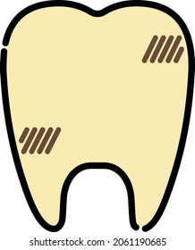 simple illustration of a yellowed tooth