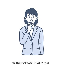 A simple illustration of a young female businessman in her twenties in a surprised pose