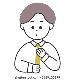 Simple illustration of a young man tightening his tie