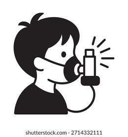 Eine einfache Illustration eines Jugendlichen, der einen Asthma-Inhalator benutzt