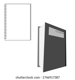 Simple illustrations of books and binders, look real