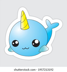 simple illustrations, cute baby whales, for children's books.