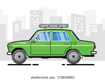 Simple illustrations of green mini travel car vectors, you can use as stickers, posters, wallpapers, backgrounds, and other print media. Also used as a car character in 2D games