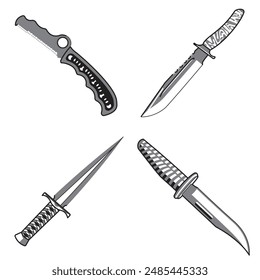 simple illustrations of knives, blades, daggers 