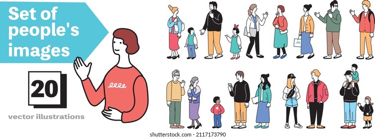 Simple illustrations of many people