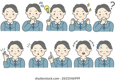 Simple Illustrations of Men in Suits with Various Poses