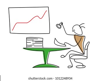 Simple illustrations on a theme of business. The man at work. Career, employment, work