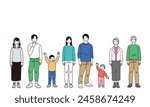 Simple illustrations of people of various generations