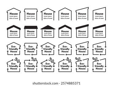 Simple illustrations set of house-shaped frames.